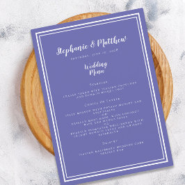 Periwinkle & White Wedding Simple Chic Menükarte