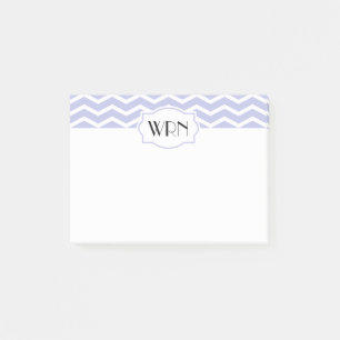 Periwinkle White Zickzack Gemustert Mit Monogramm Post-it Klebezettel