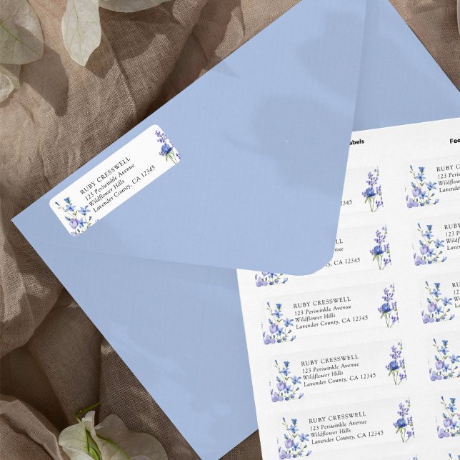 Periwinkle Wildblume Wedding Airy Floral Adresse (Return Address Labels from my Lilac + Periwinkle Wildflower Wedding Collection)