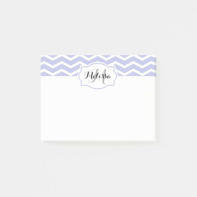 Periwinkle Zickzack Name Mit Monogramm Post-it Klebezettel (Vorderseite)