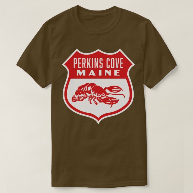 Perkins Cove Maine Retro Shield Red T-Shirt (Design vorne)