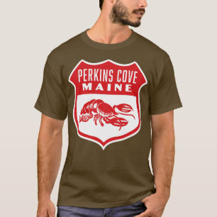 Perkins Cove Maine Retro Shield Red T-Shirt