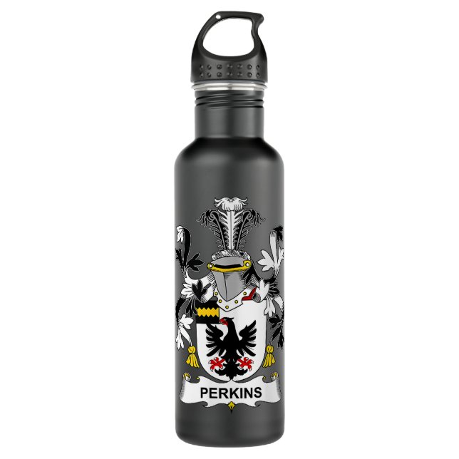 Perkins-Wappen des Familienwappens Edelstahlflasche (Vorderseite)