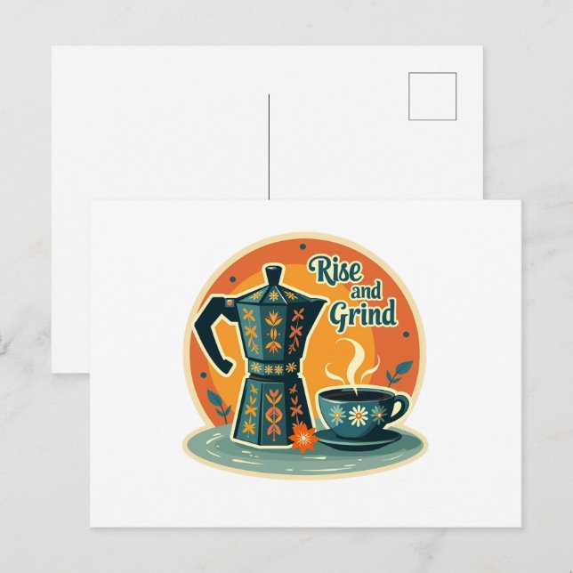 Perkolation von Erinnerungen: Vintage Kaffeemoment Postkarte (Vorne/Hinten)