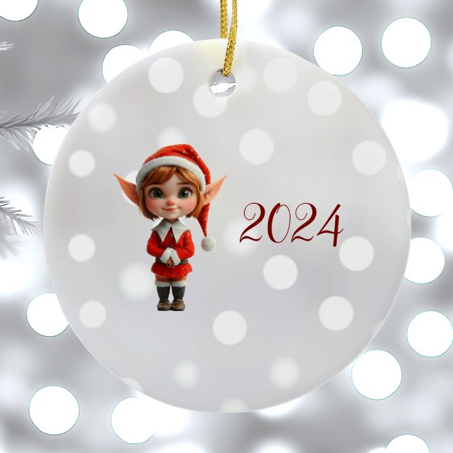 Perky Girl Christmas Elf Keramik Ornament (Von Creator hochgeladen)