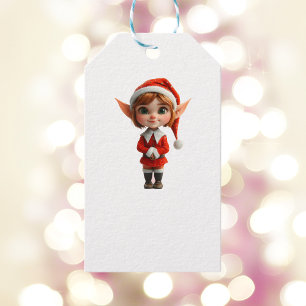 Perky Girl Christmas Elf White Gift Tags Geschenkanhänger