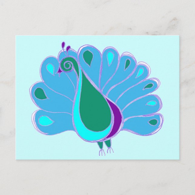 Perky Peacock Graphic Postkarte (Vorderseite)