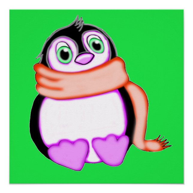 Perky Penguin Green Poster (Vorderseite)
