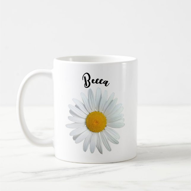 Perky White Daisy-Blume personalisiert Mug Kaffeetasse (Links)