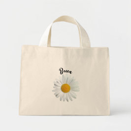 Perky White Daisy Flower Personalized Mini Stoffbeutel