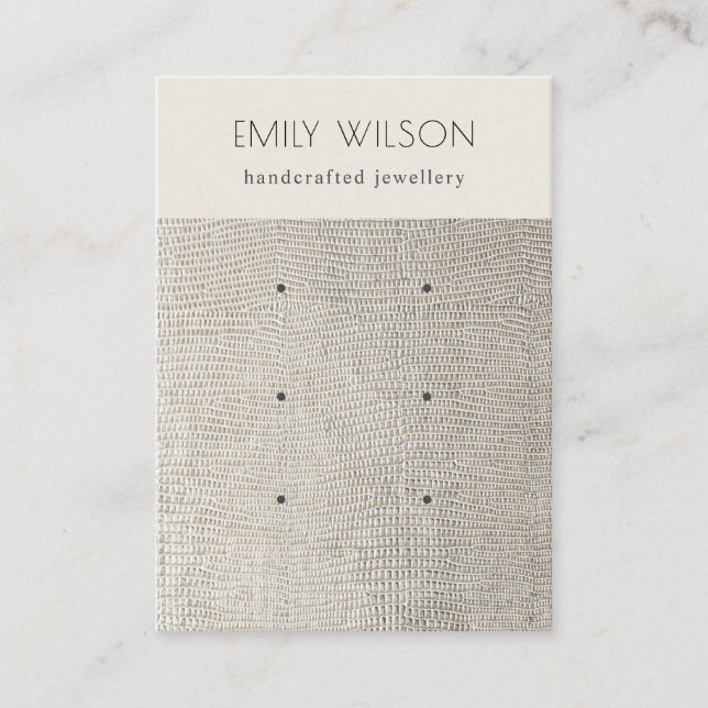 Perl Silver Leather Textur 3 Earring Display Visitenkarte (Vorderseite)