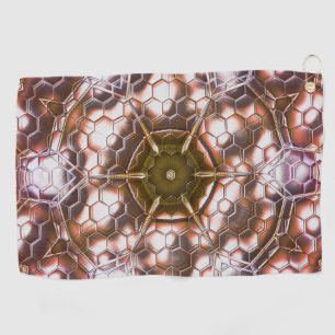 Perlbraunes Kaleidoskop überlappender Hexagonen Golfhandtuch