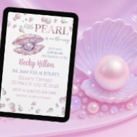 Perle auf dem Weg, rosa Aquarell-Baby-Party