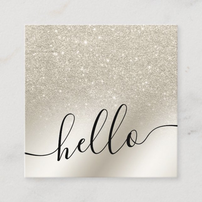 Perle Glitzer Elfenbein Ober Farbverlauf Metallic  Quadratische Visitenkarte (Vorderseite)