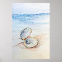 Perle in der Muschel Ozean Strand Wellen