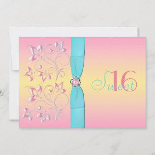 Perle rose et joli invitation de sweet sixteen de