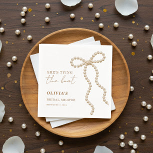 Perle Sie heiratet Bow-Brautparty Serviette
