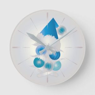 Perle und blau zu Weihnachten Runde Wanduhr