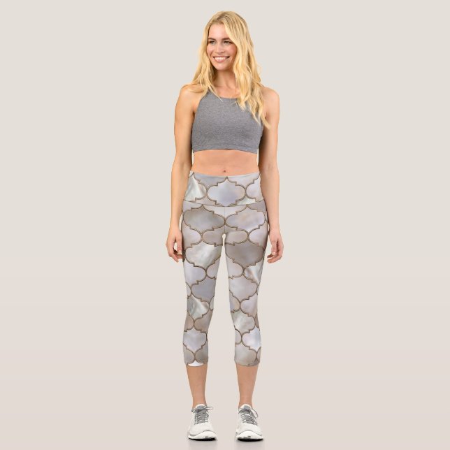 Perle und Gold Capri Leggings (Vorderseite)