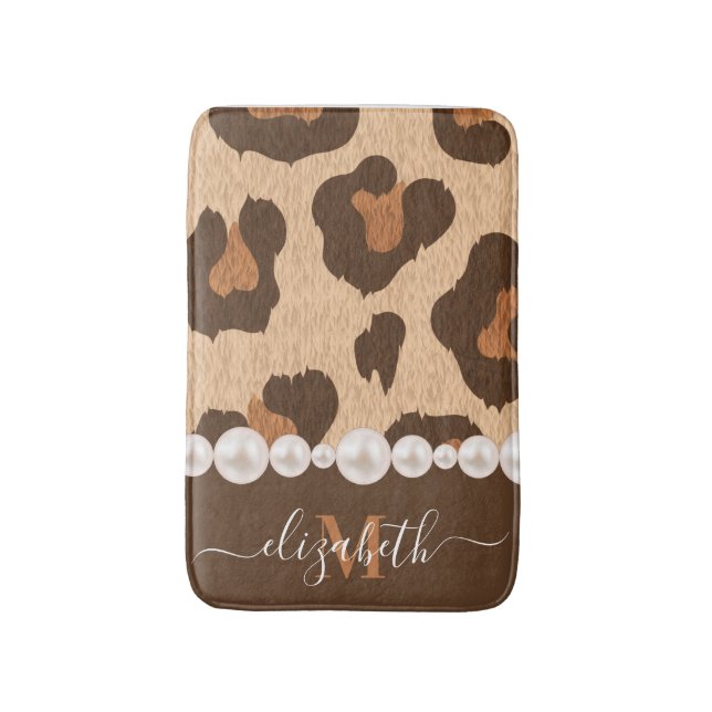 Perle und Leopard Badematte (Vorderseite Vertikal)