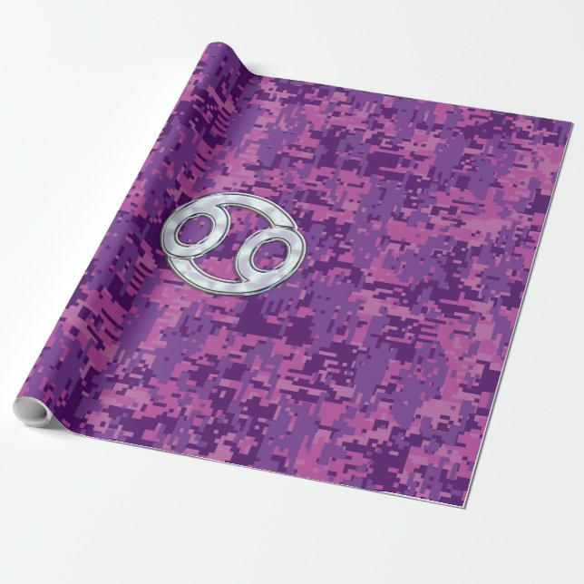 Perle wie Krebs Zodiac Sign auf der digitalen Camo Geschenkpapier (Ungerollt)