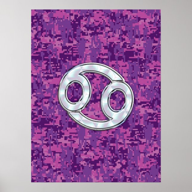 Perle wie Krebs Zodiac Sign auf der digitalen Camo Poster (Vorne)