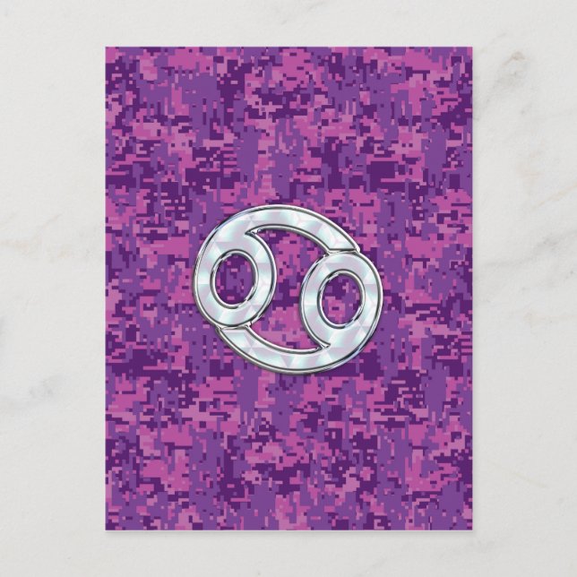 Perle wie Krebs Zodiac Sign auf der digitalen Camo Postkarte (Vorderseite)