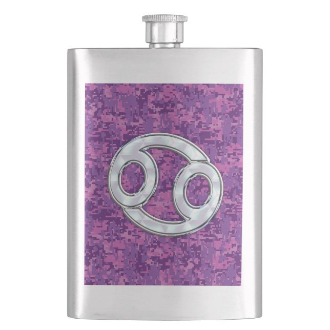 Perle wie Krebs Zodiac Symbol auf der digitalen Ca Flachmann (Vorderseite)