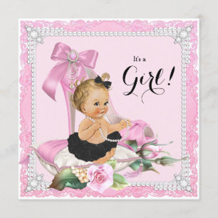 Perlen-Baby-Schuh Hochzeitsshower Einladung