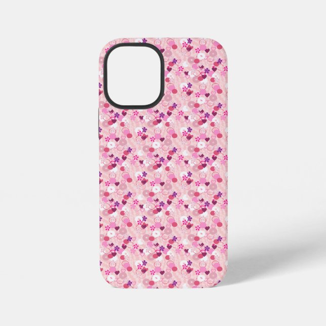 Perlen, Blumen und Rosa iPhone 12 Mini Hülle (Rückseite)