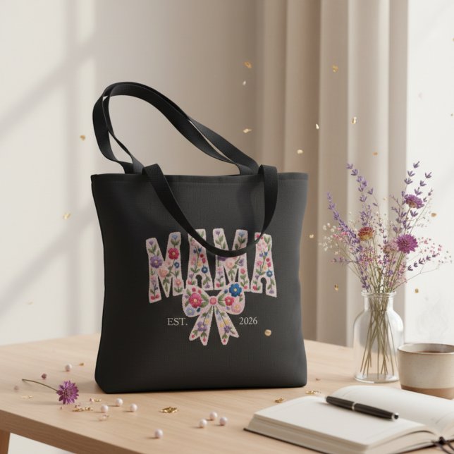 Perlen-Blumen-Varsity-Mama-Feminines Design Tasche (Von Creator hochgeladen)