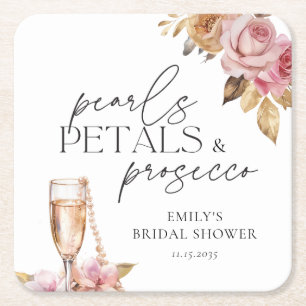 Perlen Blüten & Prosecco Floral Junggesellinnenabs Rechteckiger Pappuntersetzer