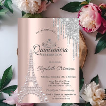 Perlen, Eiffelturm, Tropfen Rose Gold Quinceñera