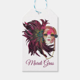 Perlen, Federn und Mardi Gras Maske Geschenkanhänger