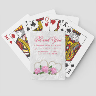 Perlen-Herzen- und Rosen-Damaskus-Hochzeitsgeschen Spielkarten