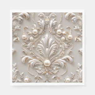 Perlen Kristalle Französisch Damask Stickerei Deco Serviette