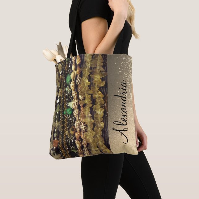 Perlen Kristalle und Muscheln Personalisiert Tasche (Von Nahem)