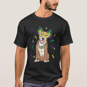 Perlen & Maske Pitbull Mardi Gras Pit Bull Hundemu T-Shirt