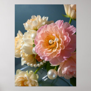 Perlen mit rosa Blume Poster