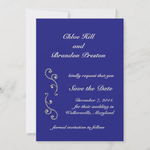 Perlen, Off White und Sapphire Blue Save the Date