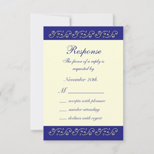 Perlen, Off White und Sapphire Blue UAWG RSVP Karte (Vorderseite)