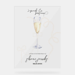 Perlen, Petalen + Prosecco | Pearl Brautparty Acrylschild