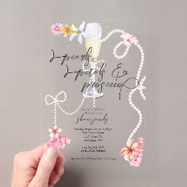 Perlen, Petalen + Prosecco | Trendy Brautparty Acryleinladungen