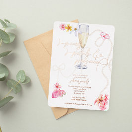 Perlen, Petalen + Prosecco | Trendy Brautparty Folieneinladung