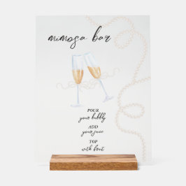 Perlen, Petalen und Prosecco | Mimosa Bar Dusche Acrylschild