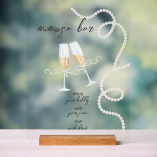 Perlen, Petalen und Prosecco Mimosa Bar Dusche Acrylschild