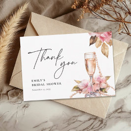 Perlen Petals & Prosecco Brautparty Dankeskarte