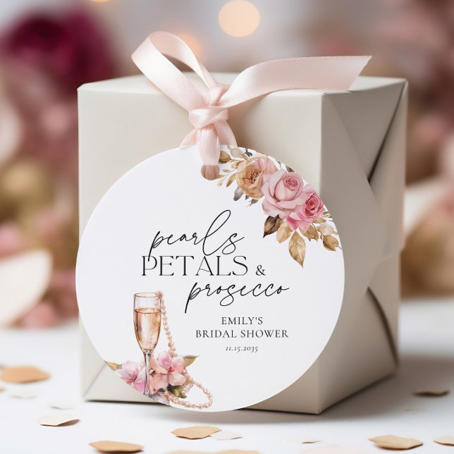 Perlen Petals & Prosecco Brautparty Geschenkanhänger (Von Creator hochgeladen)