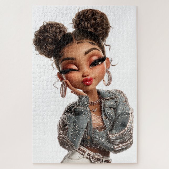 Perlen-Pout-Glam-Girl-Puzzle (Vertikal)
