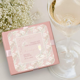 Perlen & Prosecco Brautdusche-Geschenk Schleierkra Quadratischer Aufkleber